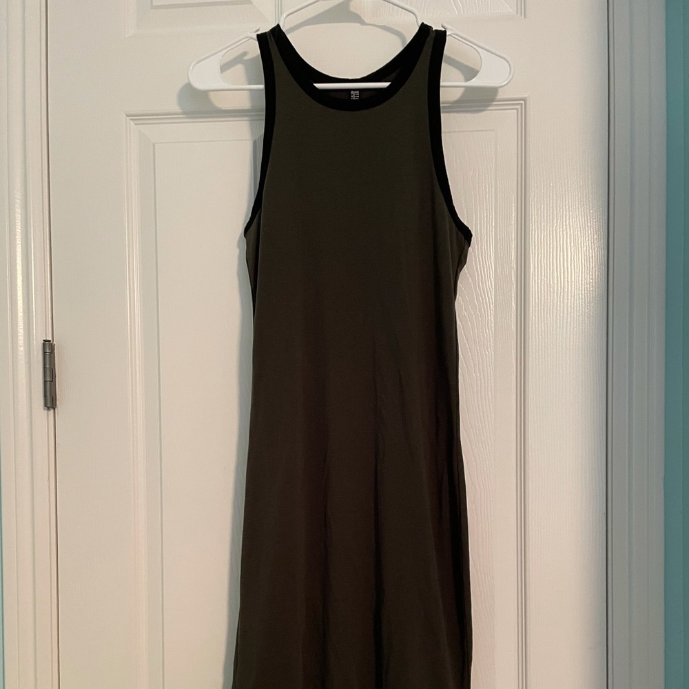 fitted long dress from cotton on, dark green and black lining